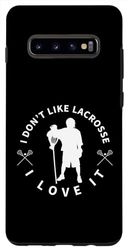 Coque pour Galaxy S10+ Joueur de crosse amusant I Love Lacrosse