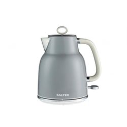 Salter EK5737GRY Retro 1.7L Kettle – 3KW Rapid Boil, 360° Base, Retro Design, Boil Dry/Auto Shut-Off, Blue Indicator Light, Strix Controller, Cordless, Removable Limescale Filter, Vintage, Grey/Cream