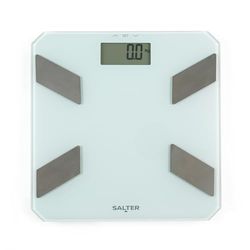 SALTER Glass Analysis Scales - Electronic Digital Body Weight, Body Fat and Body Level 180kg/23st 3lb LCD Easy Read for 9 Users Instant Read Batteries Included