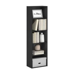 Furinno Luder Estantería Abierta Librería de 5 Niveles, Madera Negra