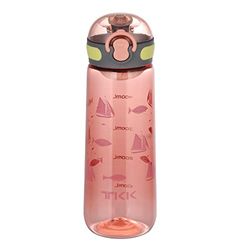 TITIROBA TKK Botella infantil con tapa a prueba de fugas, Tritan BPA, manejable con una mano, 500 ml, color rosa