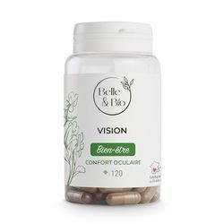 VISION & CIRCULATION OCULAIRE - Compexe d'actifs pour apports en Zinc & vitamine B2-120 gélules - Cure 2 mois - Complément Alimentaire BELLE&BIO - Fabriqué en France