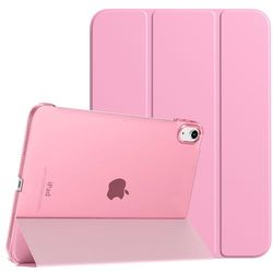 TiMOVO Funda para iPad (A16) 11ª Generación 2025 11 Pulgadas/iPad 10ª Generación 2022 10,9 Pulgadas, Delgada Carcasa Trasera Dura Translúcida con Soporte Trifold, Flor Rosa
