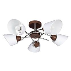 Homemania HOMBR_0234 Plafondlamp Wood Flower, metaal, hout, stof, grijs/wit, 29 x 70 x 70 cm