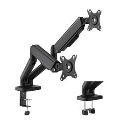 LogiLink BP0177 - Supporto per monitor in alluminio per 2 monitor (7" - 32"), Flat & Curved Monitor