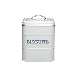 KitchenCraft Living Nostalgia Lata de metal hermética para bolachas, barril para bolachas/recipiente de armazenamento, 14,5 x 19 cm, cinzento francês