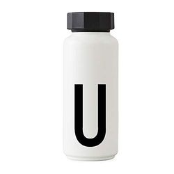 Design Letters Bouteille Isotherme| Gourde Isotherme 500ml Bouteille d'eau Isotherme sans BPA | Inox Reutilisable Chaud de 12 hrs Froid Jusqu’à 24 hrs | Gourde Sport pour Enfant, femme, Voyage - Blanc