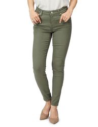 Amazon Essentials Calças de ganga justas elásticas de meia alça para mulher, verde azeitona clara, 50