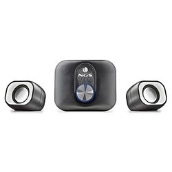 NGS Comet 2.1. - Mini Enceinte Stéréo Multimédia pour PC avec Caisson de Basses, Alimenté en USB et Entrée Auxiliaire 3,5 mm, 20W de Puissance, Plug & Play