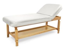 Table de Massage QUIRUMED, en Bois, Spa, avec Dossier, Blanc, Simili Cuir, Rembourrage Haute densité, Hauteur réglable, avec Dossier, Hauteur réglable