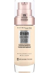 Maybelline Foundation, Dream Radiant Liquid Hydrating Foundation With Hyaluronic Acid And Collagen - Lightweight, Medium Coverage Up To 12 Hour Hydration - 04 Light Porcelain