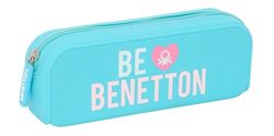Safta BENETTON UNIQUE Etui, vierkant, siliconen, voor kinderen, ideaal voor schoolleeftijd, comfortabel en veelzijdig, kwaliteit en duurzaamheid, 18,5 x 5,5 x 7,5 cm, turquoise/lichtroze, M, Casual