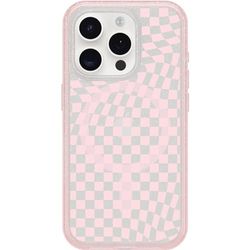 OtterBox Custodia trasparente per iPhone 15 Pro (solo) Symmetry Series - CHECKMATE (rosa), si aggancia a MagSafe, ultra elegante, bordi rialzati proteggono fotocamera e schermo