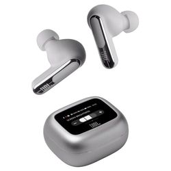 JBL Live Beam 3 - Trådlösa In-ear Bluetooth-öronsnäckor, 48H batteritid, True Adaptive-brusreducering, högupplöst JBL Signature-ljud, IP55-vattentäthet, stick-design med sluten baksida, silver