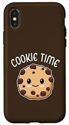 Carcasa para iPhone X/XS Cookie Time, lindas galletas con chispas de chocolate, comida kawaii