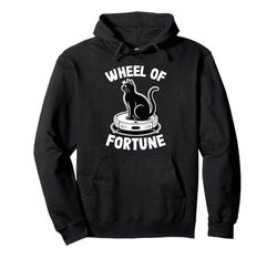 Wheel Of Fortune Cat On Robot Vacuum Cleaner Cat Pullover Hoodie