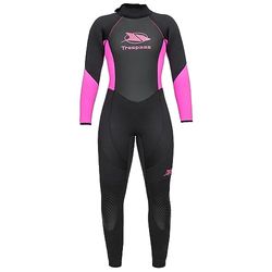 Trespass Aquaria, svart, XXS, lång 5 mm neoprendräkt med inre nyckelficka för kvinnor, XXS/2XS/2XS, svart
