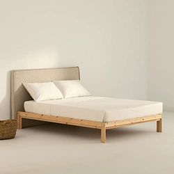 BELUM Parure de lit en Satin 300 Fils pour lit de 90 cm - Dessus : 160 x 270 cm, Drap-Housse : 90 x 200 cm + 35 cm, taie d'oreiller : 48 x 110 Modèle : Naturel