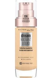 Maybelline Foundation, Dream Radiant Liquid Hydrating Foundation with Hyaluronic Acid and Collagen, Lightweight, Medium Coverage Up to 12 Hour Hydration, 24 Golden Beige, 30 ml (Pack of 1)