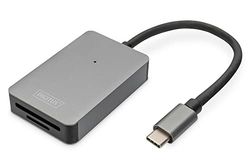 DIGITUS Lettore di schede USB-C - 2 porte - UHS-II SD4/TF4.0-300 Mbps - Plug & Play - SDXC, SDHC, SD, Micro SDXC, Micro SD, Micro SDHC - Space Grey