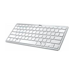 Trust Nado draadloos bluetooth-toetsenbord, mini-toetsenbord, AZERTY, Frans, compact, ultradun, 12 multimedia-functietoetsen voor pc, Mac, computer, laptop, iPad, tablet, zilver - wit