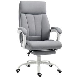 Vinsetto Office Chair, Computer Desk Chair, Fabric Reclining Swivel Chair with Footrest, Adjustable Height and Swivel Wheels, Grey
