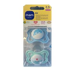 MAM Air S228 fopspeen - Schild met extra grote gaten voor de gevoelige huid, siliconen, vanaf 0 maanden oud, blauw (2 stuks)