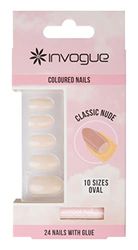 Invogue Coloured Oval Nails - Classic Nude (24 Pieces)