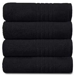 GC GAVENO CAVAILIA Toalla de baño Jumbo de 450 g/m², 100% algodón Egipcio, Color Negro, Paquete de 4 Toallas de Mano
