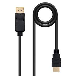 DisplayPort naar HDMI converterkabel met stekker aan beide uiteinden, zwart, lengte 3,0 m, ideaal voor het aansluiten van apparaten met een DP-uitgang op beeldschermen met HDMI-ingang.