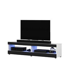 Selsey Viansola - Mobile Tv - 100 cm - bianco opaco/nero lucido - con illuminazione Led – moderno