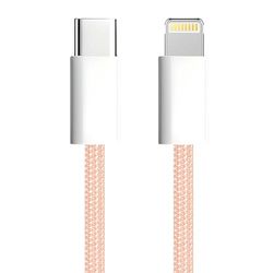 apm Cavo per iPhone USB C, caricatore iPhone [certificato Apple MFi], nylon intrecciato rosa, cavo USB C ricarica rapida, connettore Lightning, ultra durevole, per iPhone 14/13/12.., iPad, AirPods