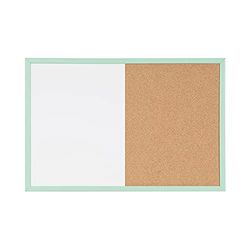 Bi-Office Lavagna Combinata, Lavagna Magnetica e Cancellabile a Secco, Cornice in Verde Pastello MDF, 80x60cm