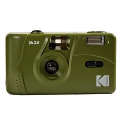 Kodak M35 DA00254, Macchina fotografica da 35 mm ricaricabile, con obiettivo grandangolare fisso, mirino ottico, flash integrato, batteria AAA, verde oliva