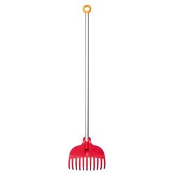 Fiskars Ancinho para crianças, com 11 palhetas, comprimento: 86 cm, palhetas de material sintético/cabo de alumínio, vermelho/cinzento/laranja, 1001419