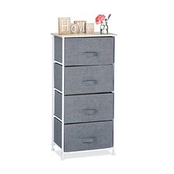 Relaxdays Cómoda multiusos com 4 gavetas, poliéster, 95 x 45 x 30 cm, 1 unidade