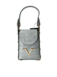 19V69 ITALIA Women's Leather Coconut Wash – Grey Bag, 21x13x6 cm