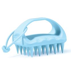 Vinabo Massageborstel, hoofdleer, 100% zachte siliconen, haarshampooborstel, haarborstel voor stimulerende hoofdhuid en massage, haarverzorging, blauw