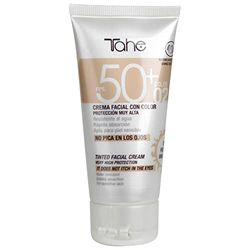 Tahe Sun Protect Crema Facial con Color y Protección Solar 50+, resistente al agua, Color Natural 02, 50 ml