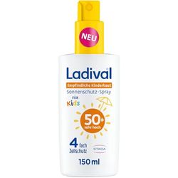 Ladival Spray przeciwsłoneczny dla dzieci LSF 50+ do wrażliwej skóry dziecka – krem przeciwsłoneczny dla niemowląt i dzieci od 6 miesięcy, pielęgnujący, bardzo wodoodporny, 4-krotna ochrona komórek
