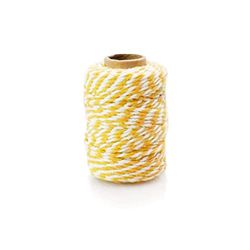 Cotton Bakers Twine - 25m Reel Yellow/White - 2mm x 50m