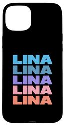 Funny Modern Repeated Text Design Lina Carcasa para iPhone 15 Plus