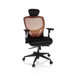 hjh OFFICE 657120 Silla de Oficina Venus Base Asiento Tejido/Respaldo en Malla Naranja/Negro, Soporte Lumbar Flexible, Respaldo con Ajuste de Altura