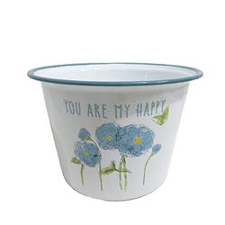 Macetero esmaltado con diseño Floral Azul de 2 l con Cita You Are My Happy