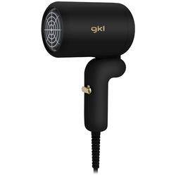 GKL Mini asciugacapelli da viaggio, 400 W, pieghevole, flusso d'aria calda fino a 70 °C per valigie, palestra, zaino e uso quotidiano. Mini essiccatore molto potente per le sue dimensioni (nero)