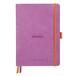 Rhodia 117771C notitieboekje Goalbook (DIN A5, 14,8 x 21 cm, geruit, praktisch en trendy, met zacht deksel, 90 g, ivoorkleurig papier, 120 vellen, elastiek, bladwijzer), 1 stuk, paars