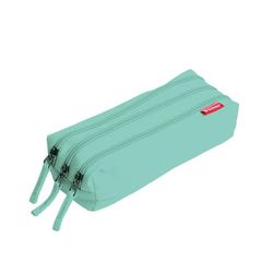 Enri, School Pencil Case 3 Compartments Unisex, 21 x 9 x 8 cm, Colour: Teal