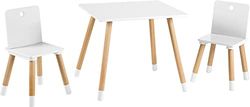roba Mesa infantil 2 cadeiras para meninas e meninos - pernas de madeira maciça - conjunto de móveis de assento - A partir de 2 anos - estilo escandinavo - natural / branco