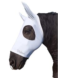 Maschera PERSONALIZZABILE per Cavallo da Paddock in Tessuto di Lycra con Orecchie Tg. FULL, Bianco