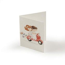 Mopec kaart voor bruidegom op motorfiets, rood, 100 stuks, karton, meerkleurig, 0,02 x 6,5 x 4,00 cm